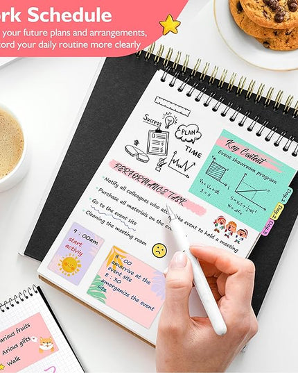 Sticky Notes Set, Post Self-Stick Notes Pads for Journaling Notebook Planner Study, Office Supplies College Essentials Back to School Supplies for High School Students Teen Girl Gifts Preppy