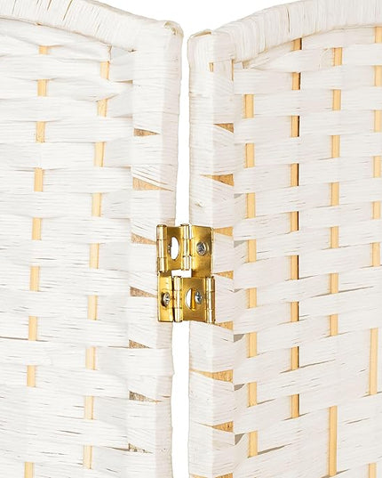 Red Lantern 3 ft. Short Diamond Weave Fiber Folding Screen - White - 8 Panel
