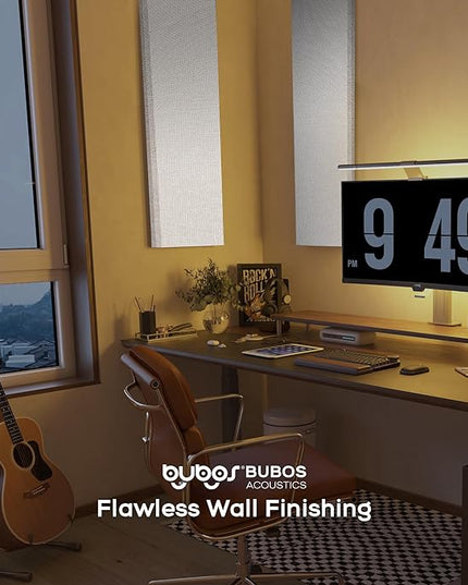 BUBOS 2 PCS Acoustic Panels,47.2''x11.8'' Fabric Soundproof Wall Panels,Self-adhesive Sound Absorbing Panels for Studios, Office, Home Theater, Fabric-Clad-N Linen