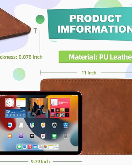 Mouse Pad, PU Mouse Pad，Leather Mouse Pad with Stitched Edge Micro-Fiber Base with Non-Slip Waterproof，Mouse Pad for Computers，Laptop, 8x11Inch (Shell Pink)