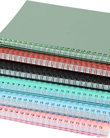 Yansanido Spiral Notebook, 6 Pcs A5 Thick Plastic Hardcover Graph Paper 6 Color 80 Sheets -160 Pages Journals for Study and Notes (6 colors, A5 5.7" x 8.3"-Grid)