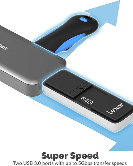 SABRENT USB Type C Hub with HDMI and 2 USB 3.0 Ports,[4K and 60W Power Delivery Support] (HB-U2HC)