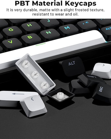 XVX Low Profile Black Keycaps, Shine Through Keycap Sets, Double Shot PBT Keyboard Keycaps Compatibility for 60% 75% 80% 85% 100% MX Switches Mechanical Keyboard- Only Key caps