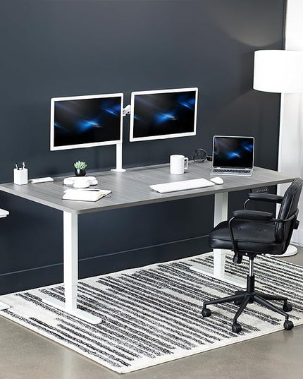 VIVO Electric 71 x 36 in Dual Motor Sit Stand Desk, Memory Height Adjustment, 2B Series, Dark Gray Top White Frame, DESK-KIT-2W7G-36