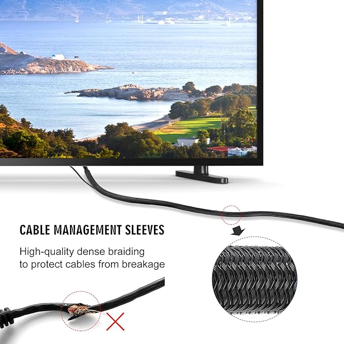25ft - 1/4 inch Cord Protector Cable Sleeve Split Wire Loom Tubing for Power Cord Audio USB Cable, Cord Sleeve Cable Management for TV Computer, Cord Protectors from Pets Chewing, Black