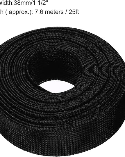 uxcell Expandable Sleeving, 1 1/2-inch 25ft Cable Sleeve, Black