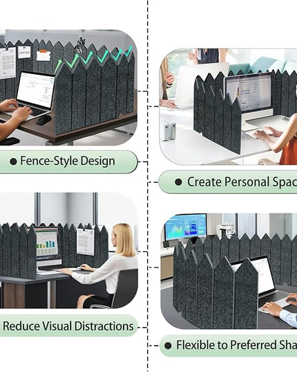 BXI Foldable Felt Desk Divider, 16.5 x 86 Inches Non-Tip Privacy Panel Partition, Versatile Cubicle Shield with Clips for Hanging Notes & Items, Acoustic Table Screen for Office Home Classroom