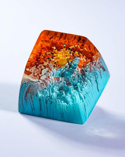 Tarantula Spider Artisan Keycap Blue and Brown Forest R1 SA Profile Custom Insects Keycaps 1U ESC Handmade Gaming Resin Key Cap Cherry MX Switch Compatible Mechanical Keyboard Spider Lover Gift
