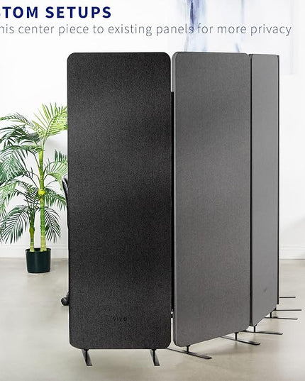 VIVO Freestanding 24 x 66 inch Privacy Panel, Cubicle Divider, Acoustic Wall Partition, Single 24 inch Panel with 2-Sided Zipper Attachment System, Dark Gray, PP-1-T024D