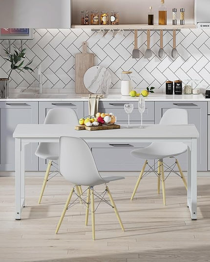 NSdirect Large Office Desk for Home Office, Large 63” Computer Desk Table, Wide Writing Study Desk for 2 Person, Metal Sturdy Frame Thicker Steel Legs,Warm White