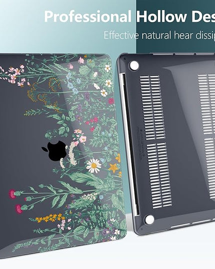 DONGKE Compatible with MacBook Pro 13 inch Case 2024 2023-2020 Release A2338 M2/M1 A2251 A2289 with Retina Display & Touch ID, Plastic Hard Shell & Keyboard Cover & Screen Film - Beautiful Wildflowers