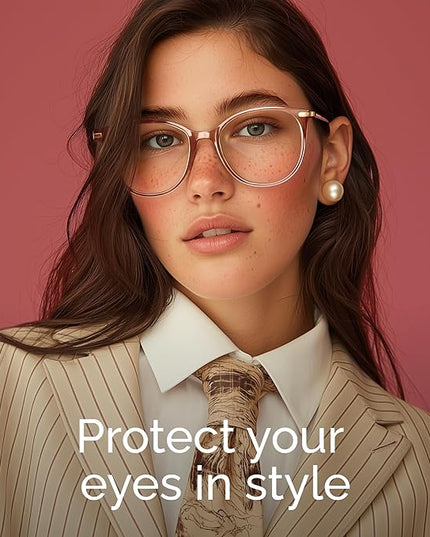 Gaoye Blue Light Blocking Glasses - Trending Round TR90 Frames, Metal Arms, UV400 Protection - Matching Soft Case