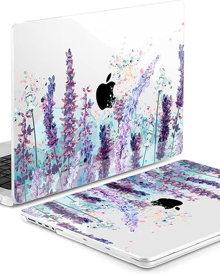 DONGKE Case for M5 MacBook Pro 14 inch 2025 2024-2021 M4 M3 M2 M1, Plastic Hard Shell Cover Compatible with A3434 A3112 A3401 A3185 A2992 A2779 A2442, Retina XDR Display & Touch ID, Lavender Flowers