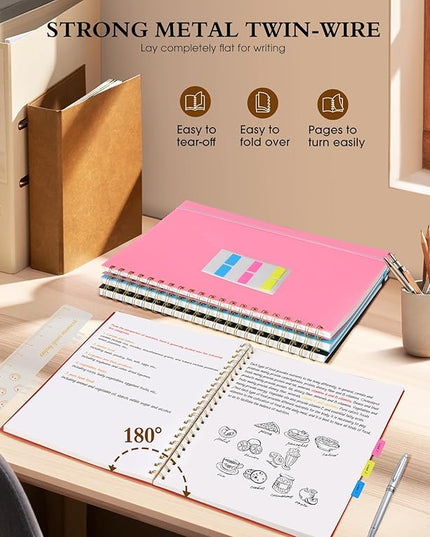 Blank Spiral Notebook Journal 8.5” x 11”, A4 Large Sketch Book for Women Men, 100 GSM Blank Paper Drawing Notebook, Plastic Hardcover Spiral Bound Sketchbook for Sketching Work School Writing, Red