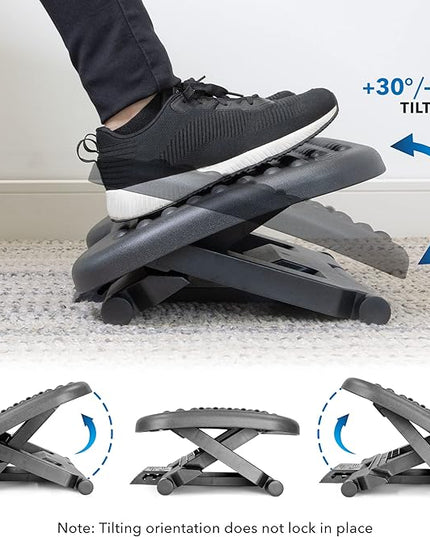 Mount-It! Ergonomic Under Desk Footrest | Massaging Foot Support for Foot Comfort | Office Tilting Footrest with 3-Level Height Adjustment Against Swelling