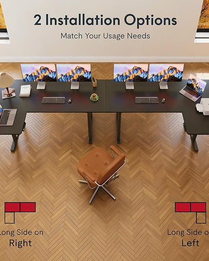 SANODESK 4-Leg L Shaped Standing Desk, Electric Height Adjustable Desk with Memory Presets for Home Office, Stand up Desk Computer Workstation, 78x43 Inches Black
