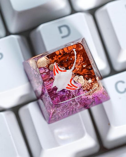 Manta Ray Artisan Keycap Brown Purple Ocean Coral R1 SA Profile Custom Sea Creatures Keycaps 1U ESC Handmade Gaming Resin Key Cap Cherry MX Switch Compatible Mechanical Keyboard Manta Ray Lover Gift
