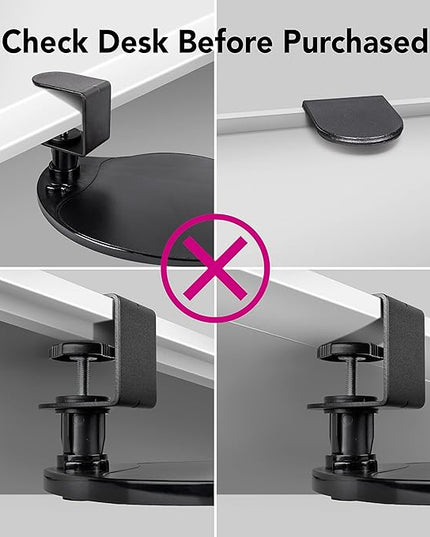 EHO Clamp on Mouse Platform, Clip on Pad Rotating 360 Degree, Ergonomic Mouse Tray Attachment, Mouse Pad, Slide Out Tray, Suitable for 1.5" Thickness Desk, for Home Office Desk Organizer (Platinum)
