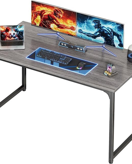 PRAISUN 48 X 24 Inch Computer Desk with Deeper Desktop, Gaming Office Writing Work Desk for Home Office, Study, Bedroom, Work from Home, Metal Frame, Grey