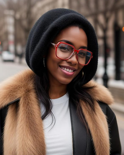 VISOONE Oversized Blue Light Blocking Glasses with Chic Square TR90 Frame and Metal Temple for Women Men REMY