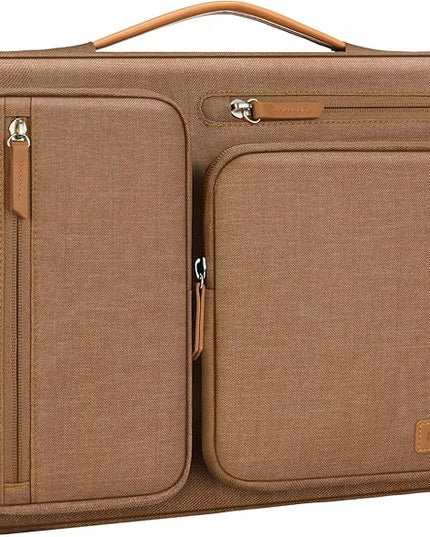 MOSISO 360 Protective Laptop Case 13.3 inch, 13-13.3 inch Laptop Sleeve Compatible with MacBook Air/Pro 13 / Pro 14,HP Dell Acer ASUS,Side Open Carrying Case with 4 Zipper Pockets&Handle, Mocha