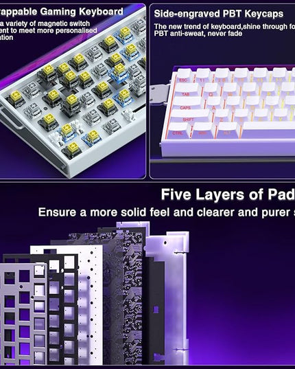 AULA Hero 68 HE 60% Gaming Keyboard Wired, Hall Effect Magnetic Switch Keyboard with Adjustable Actuation, Fast Trigger Mode, 8K Hz Polling Rate, 0.125ms Latency,Side Printed PBT Keycaps, RGB Backlit