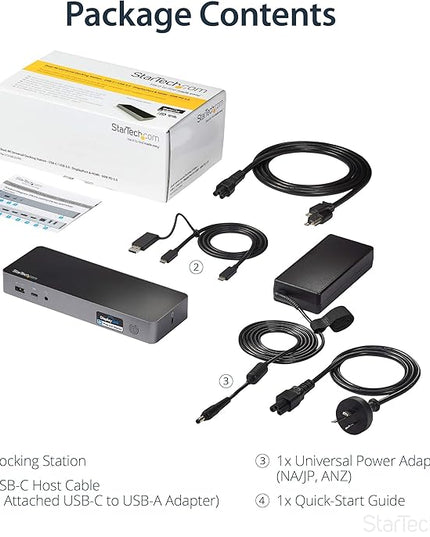 StarTech.com USB-C / USB-A Hybrid Docking Station for MacBook Pro / Air M1 M2 M3 M4 & Windows, Universal Dual 4K 60Hz HDMI DP Dock, Thunderbolt Compatible, 60W Laptop Charging