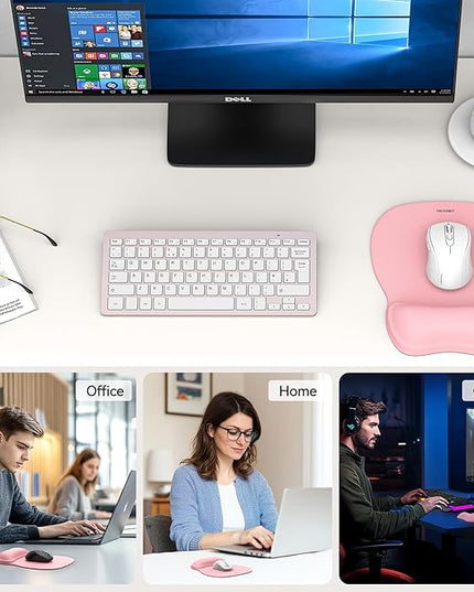 TECKNET Gel Mouse Pad with Wrist Rest, Ergonomic Office Mousepad with Wrist Support - Non-Slip & Smooth Surface Comfortable Desk Accessories Mat for Office, Gaming and Study - Pink