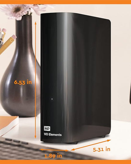 Western Digital 22TB Elements Desktop External Hard Drive, USB 3.0 external hard drive for plug-and-play storage - WDBWLG0220HBK-NESN