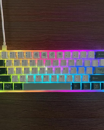 61-Key PBT Cherry Profile Keycaps 60 Percent Dye-sub with 6.25U Space Bar for Cherry MX Switch for 60% Mechanical Gaming Keyboard, Only Keycaps (72-Key Botanical)