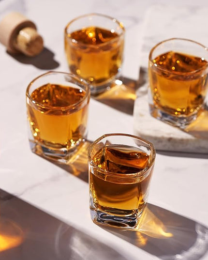 True Square Shot Glasses, Reusable Shot glasses, Perfect For Whiskey, Vodka, And Tequila, Party Shot Cups, Set Of 4, 1.5 oz.