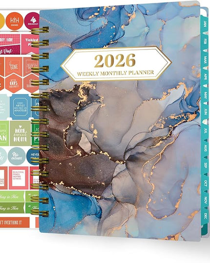 Ymumuda 2026 Planner - JAN.2026 - DEC. 2026, Planner 2026 Daily Weekly and Monthly Calendar, 8.4" X 6", 12-Month Academic Planner for Women, Spiral Bound, Stickers, Ideal School Office Supplies