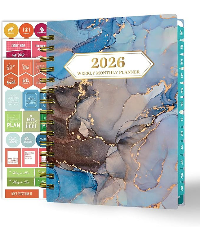 Ymumuda 2026 Planner - JAN.2026 - DEC. 2026, Planner 2026 Daily Weekly and Monthly Calendar, 8.4" X 6", 12-Month Academic Planner for Women, Spiral Bound, Stickers, Ideal School Office Supplies