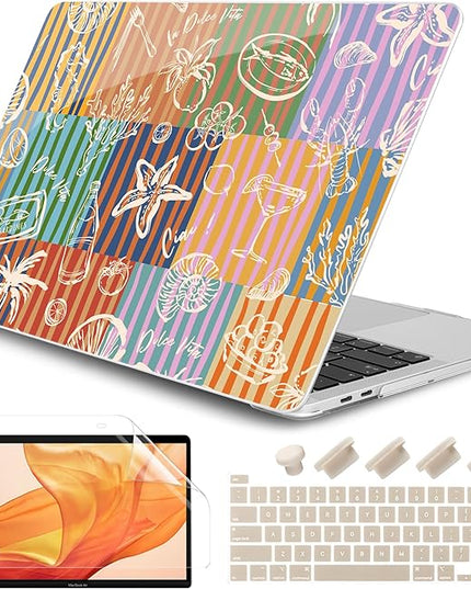 DONGKE Compatible with MacBook Pro 13 inch Case 2024 2023-2020 Release A2338 M2/M1 A2251 A2289 with Retina Display & Touch ID, Plastic Hard Shell & Keyboard Cover & Screen Film - Italy Mood