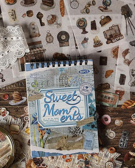 SIBLYMONA Vintage Stickers Pack, 50 Sheets Over 500 Pcs Art Stickers for Journaling, Scrapbooking Supplies and Junk Journal Bullet Journal Deco & Collage Kit Planner Accessories (Flower)