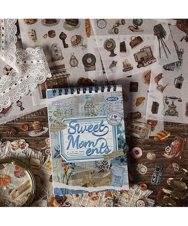 SIBLYMONA Vintage Stickers Pack, 50 Sheets Over 500 Pcs Art Stickers for Journaling, Scrapbooking Supplies and Junk Journal Bullet Journal Deco & Collage Kit Planner Accessories (Flower)