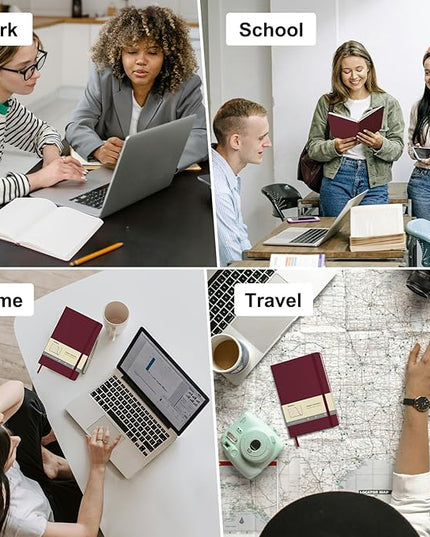 Comix Lined Journal Notebook for Women Men, Journaling Notebooks for Office School Home, Burgundy, 240 Pages, 5.5" x 8.3", College Ruled, A5, Hardcover