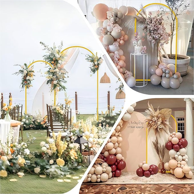 6FT Arch Backdrop Stand and Arch Cover Set, Gold Metal Arch Stand Backdrop with White Arch Stand Cover Ideal for Weddings, Birthday Parties, Baby Showers, Celebration Decorations