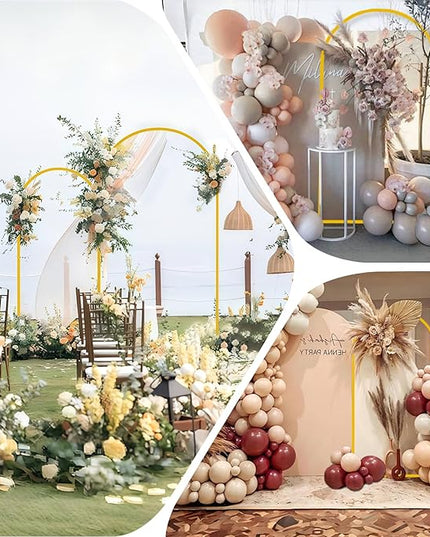 6.6FT Arch Backdrop Stand and Arch Cover Set, Gold Metal Arch Stand Backdrop with White Arch Stand Cover Ideal for Weddings, Birthday Parties, Baby Showers, Celebration Decorations