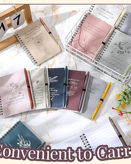 Kosiz 48 Pcs/24 Set Positive Affirmation Gifts Gratitude Spiral Notebooks with Pens Motivational Encouragement Notepads Daily Affirmations Journal for Women Valentine Galentine Gifts (Simple)