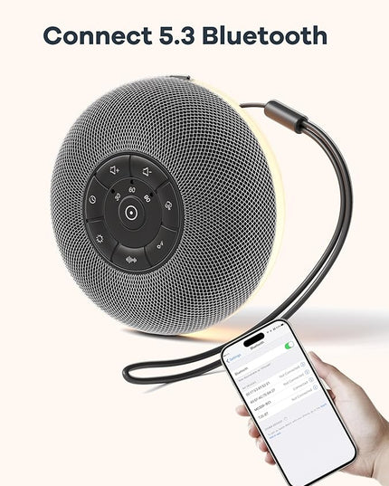 Portable Sound Machine, Long Battery with Loud Bluetooth Speaker, 39 Special Soothing Sounds, White Noise Sound Machine for Sleeping