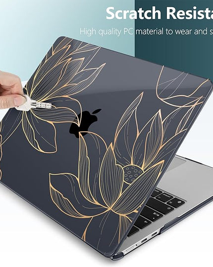 DONGKE for M4 MacBook Air 13.6 Inch Case 2025 2024 2023 2022 Model A3240 A3113 A2681 M3 M2 Chip, Plastic Hard Shell Case Cover with Touch ID for MacBook Air 13 Inch M4 - Lotus