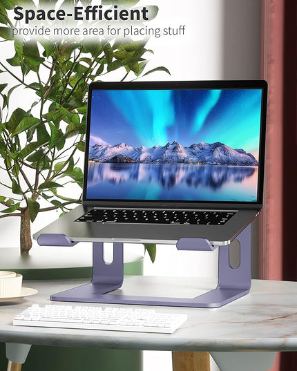 SOUNDANCE Laptop Stand, Aluminum Computer Riser, Ergonomic Laptops Elevator for Desk, Metal Holder Compatible with 10 to 15.6 Inches Notebook Computer, Purple