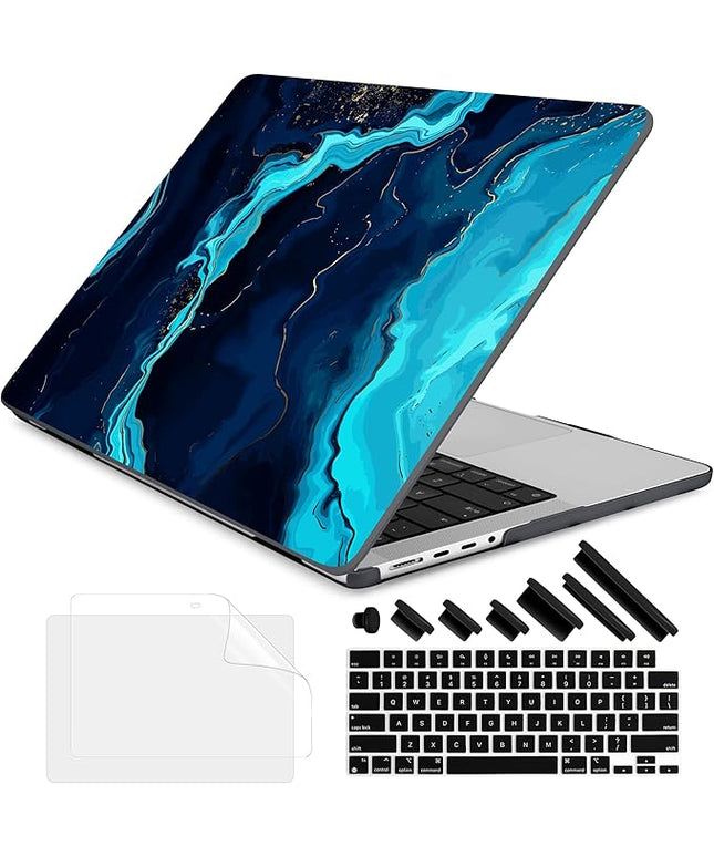 DONGKE Case for M5 MacBook Pro 14 inch 2025 2024-2021 M4 M3 M2 M1, Plastic Hard Shell Cover Compatible with A3434 A3112 A3401 A3185 A2992 A2779 A2442, Retina XDR Display & Touch ID, Blue Marble