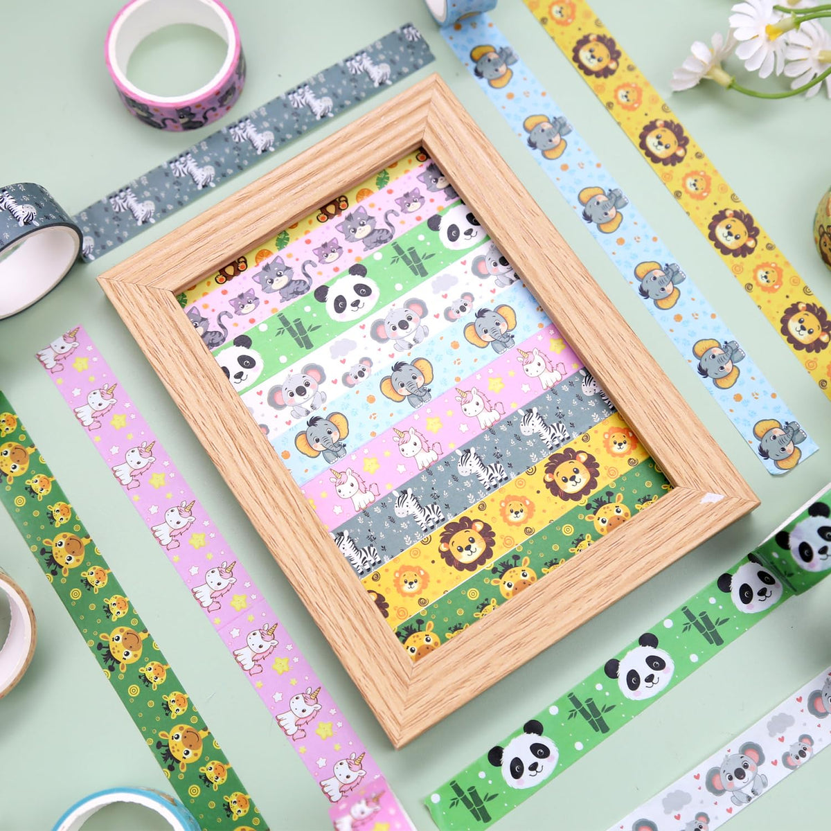 NIKOMIE Cute Washi Tape Set, 12 Rolls Kawaii Animal Decorative Tape Cartoon Forest Masking Tape for Journaling Supplies, Junk Journal, Scrapbooking, DIY Arts & Crafts, Gift Wrapping