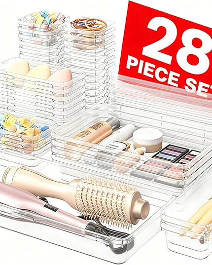 A-LuGei 【Military Grade】 Drawer Organizer, 【𝟱𝗦𝗶𝘇𝗲】 Makeup organizer, 【Holds 177 Items】 Bathroom Organizers and Storage, Organization and Storage, Desk Drawer Organizer for Bathroom Vanity