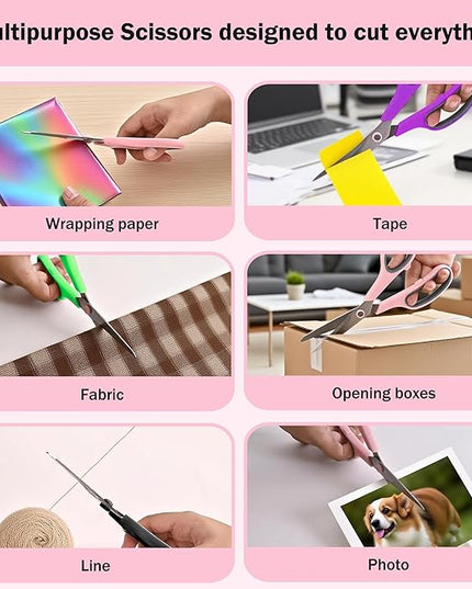 24 Pack Scissors, Rkqoa 8" All Purpose Classroom Scissor Bulk Comfort-Grip Sharp Shears for Office School House Sewing Fabric Craft Supplies, High/College School Teacher Student Scissors