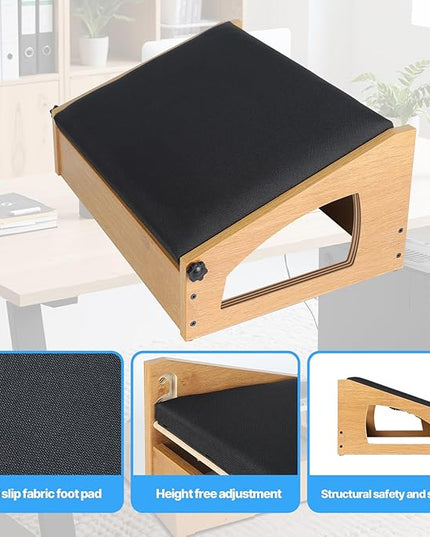 Ergonomic Foot Rest, 4 Adjustable Height Foot Stool,Footrest Under Desk， Flip Over Office Desk Foot Rest, Improving Posture, Promoting Blood Circulation（Natural）