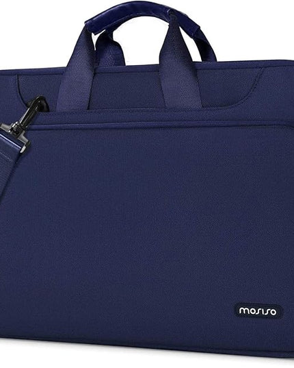 MOSISO 360 Protective Laptop Shoulder Bag Compatible with MacBook Air/Pro, 13-13.3 inch Notebook, Compatible with MacBook Pro 14 inch M5 M4 M3 M2 M1,Matching Color Sleeve with Belt, Navy Blue