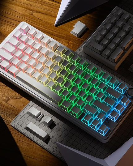 XVX White Shine Through Keycaps, PBT Keyboard Keycaps Cherry Profile, Custom Side Printed Keycap Sets Suitable for 60% 65% 75% 80% 100% Mechanical Keyboard